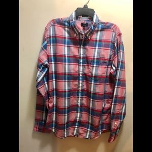 J Crew Factory summer Plaid long sleeve shirt L